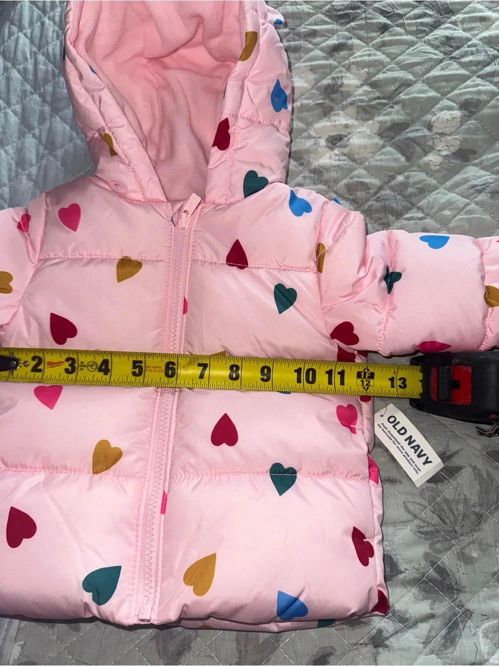 Old Navy Girls Pink Heart Puffer Jacket – Size 12-18 Months – NWT